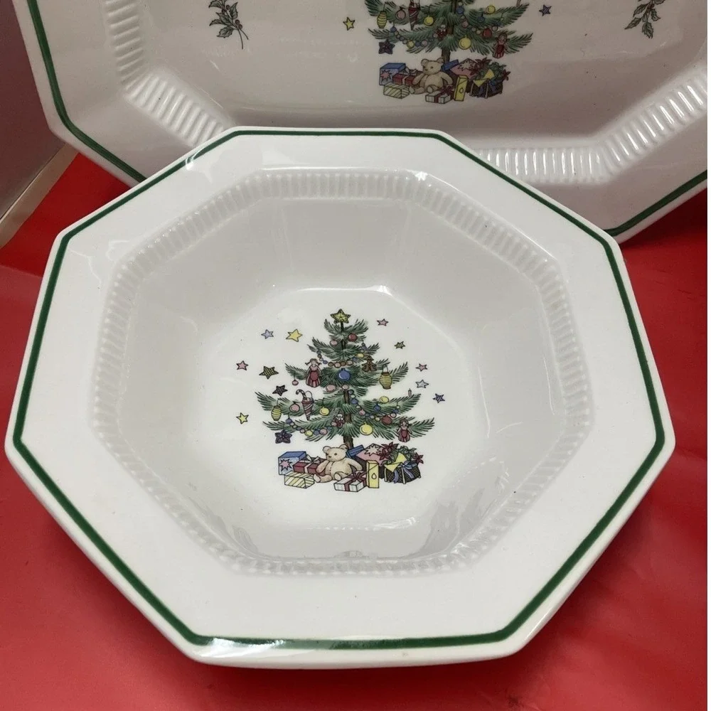 Nikko Christmastime 5pc Completer Set Oval Platter Vegetable Bowl Sugar Creamer